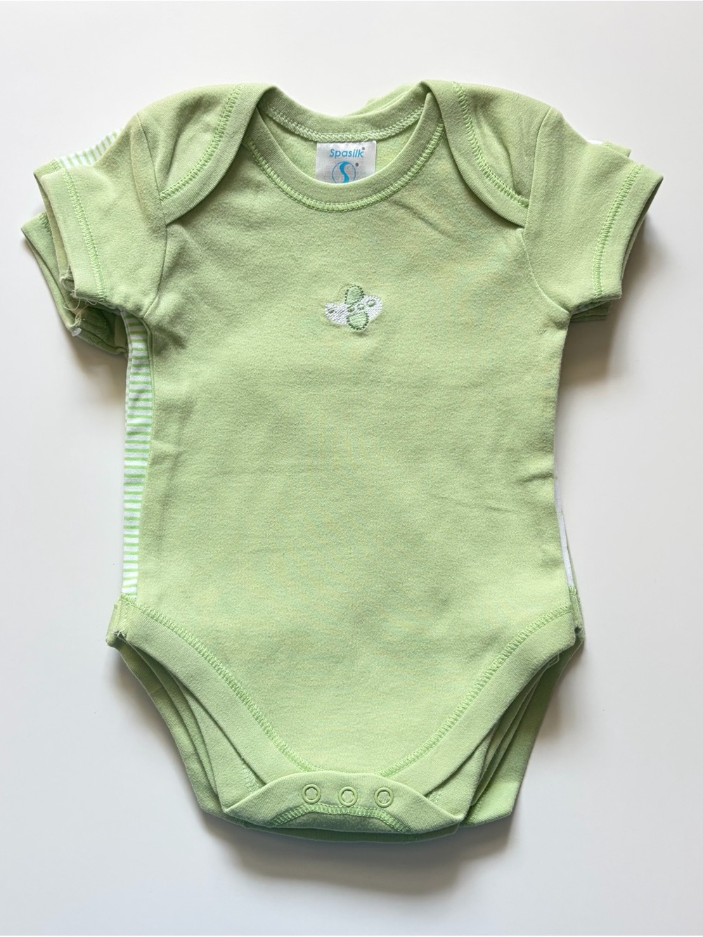 Spasilk Short Sleeve Bodysuit Bundle NWOT Baby 9 Months Green White